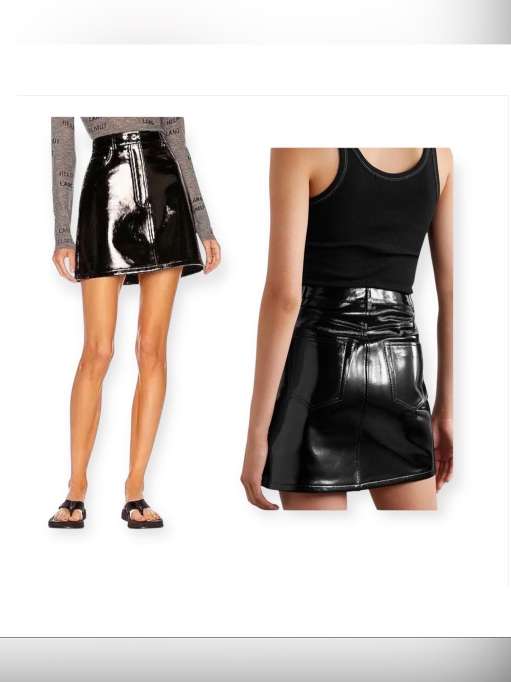 Helmut Lang Black Patent Leather Mini Skirt Size 0 NWT 5 Pocket